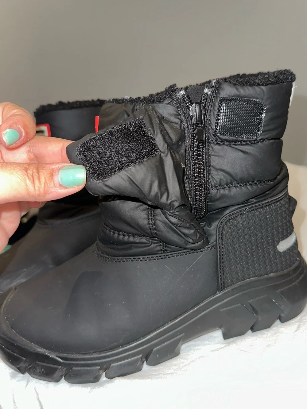 Hunter Kids Black Winter Snow Boots with Fleece Cuff